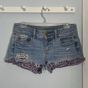 American Eagle shorts with added kerchief hem